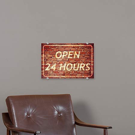 Cgsignlab | פתוח 24 שעות -לבנה מיושנת שלט אקרילי פרימיום | 18 x12